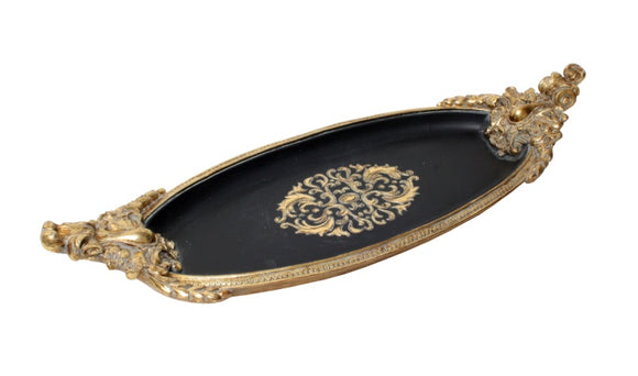 Scroll Tray in Black and Gold