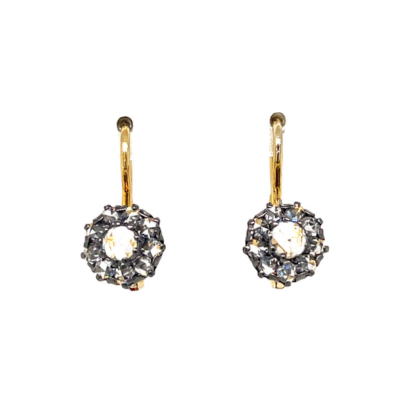 Rose Cut Lab Diamond Cluster Earrings