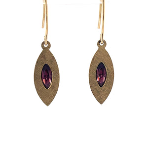 Retro Gold  and Synthetic Amethyst Earrings