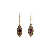 Retro Gold  and Synthetic Amethyst Earrings