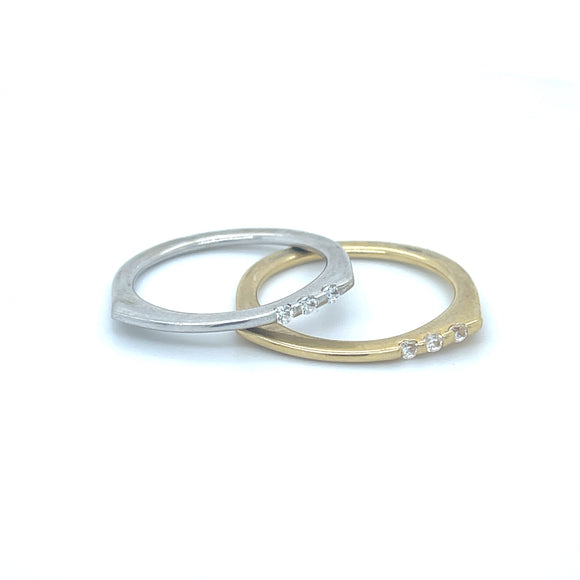 Set of Two Rings in 18ct Gold with Cubic Zirconia