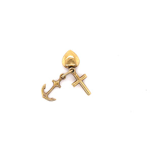Anchor Cross Heart Charms in 9ct Yellow Gold