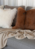 Natural Goat Fur Cushion in Natural Brown