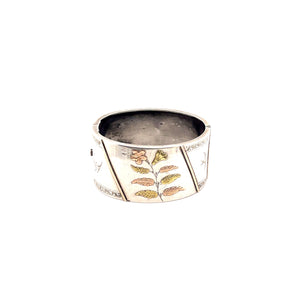 Antique Silver Cuff Bangle with Gold Detail