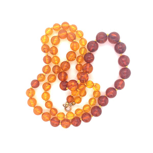 Amber Bead Necklace with 14ct Gold Clasp