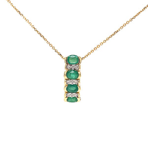 Emerald and Diamond Line Drop Pendant