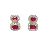 Ruby and Diamond Halo Earrings