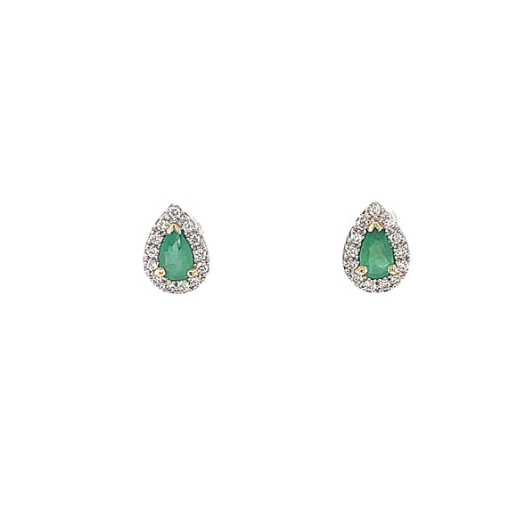 Emerald and Diamond Teardrop Earrings