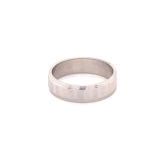 18ct White Gold Faceted Band