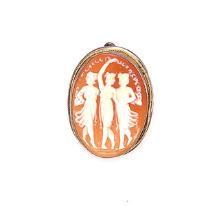 Vintage Cameo Brooch in Sterling Silver