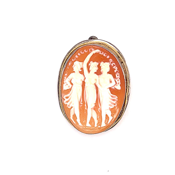 Vintage Cameo Brooch in Sterling Silver