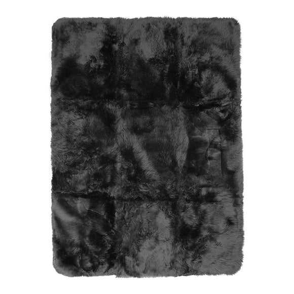 Black Sheepskin Rectangle Floor Rug SALE PRICE