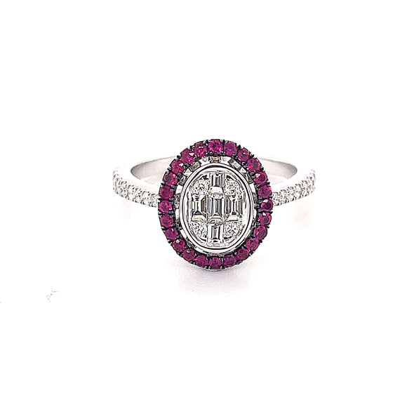 Diamond and Ruby Halo Ring