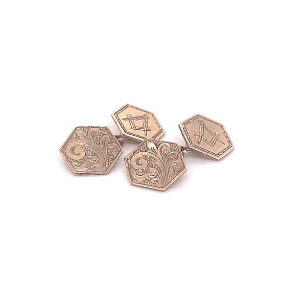 Antique Masonic Hexagonal Cufflinks