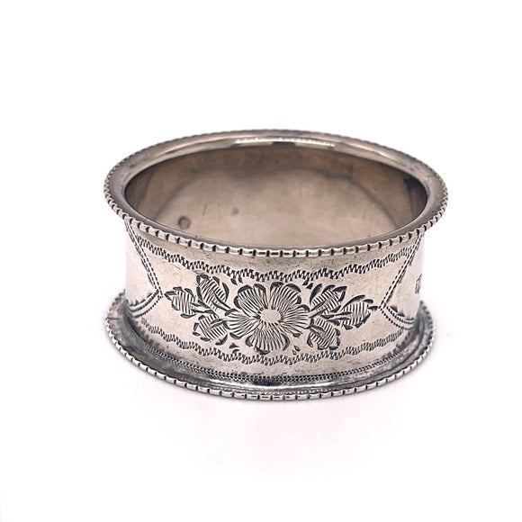 Victorian Sterling Silver Engraved Napkin Ring