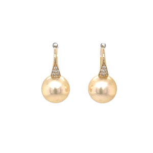 Golden South Sea Pearl Diamond Earrings
