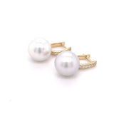 Diamond Huggie Clip South Sea Pearl Earrings