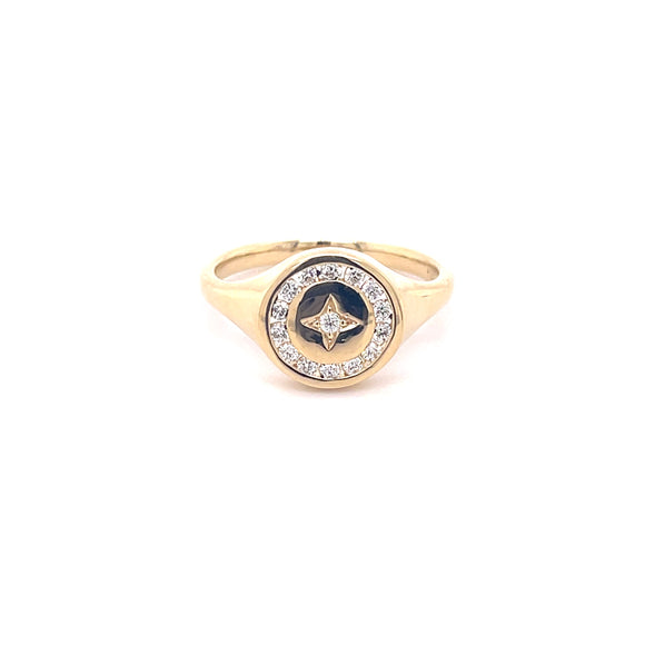 Channel Set Diamond Signet Ring in 9ct Yellow Gold