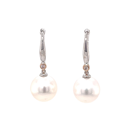South Sea Pearl and Pink Diamond Earrings