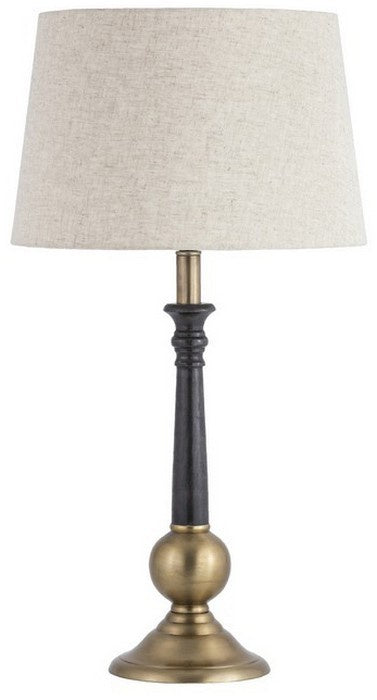 Wood and Metal Table Lamp with Linen Shade