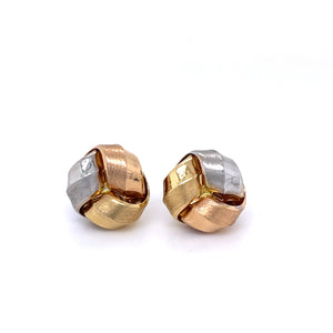 Tri Colour Knot Studs in 18ct Gold