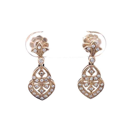 Arabesque Shaped Diamond Drop Earrings