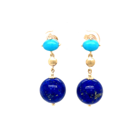 Turquoise and Lapis Lazuli Drop Earrings