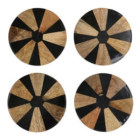 Round Horn and Wood Coasters Set of 4