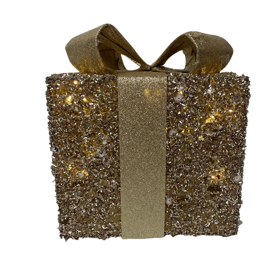 Champagne Gold Gift Box with Light 20cm