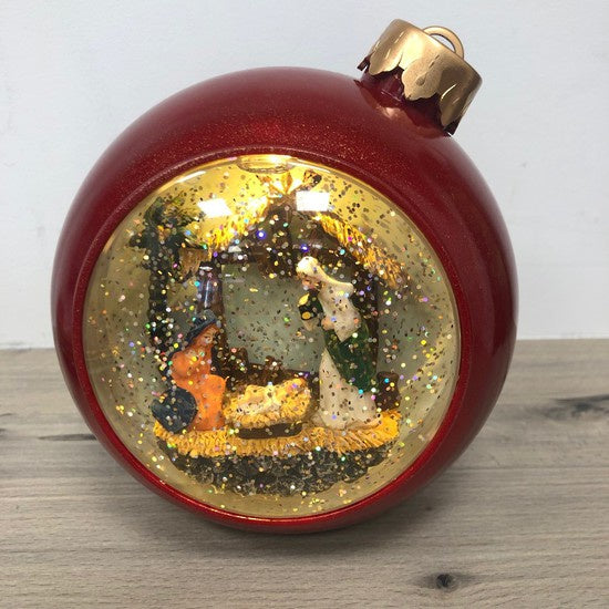 Nativity Scene Bauble with LED Light and Music