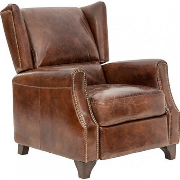 Leather Recliner Armchair in Vintage Cigar