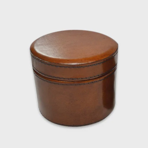 Leather Round Trinket Box