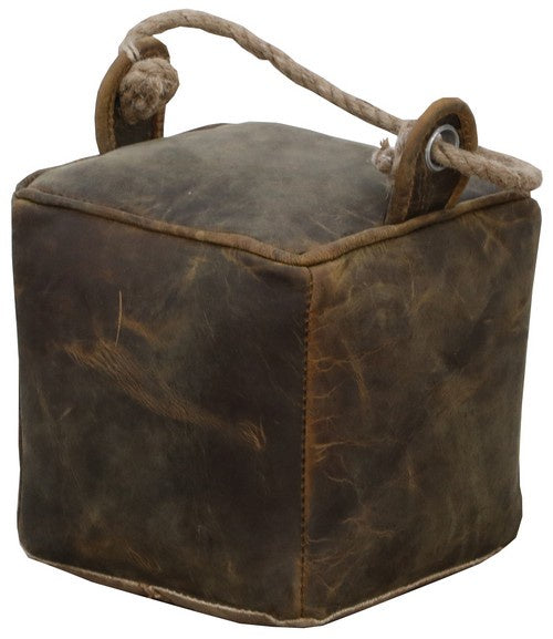 Distressed Leather Square Door Stop