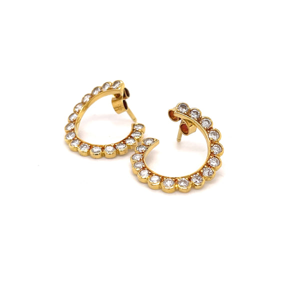 Vintage Diamond Circle Earrings in 18ct Gold