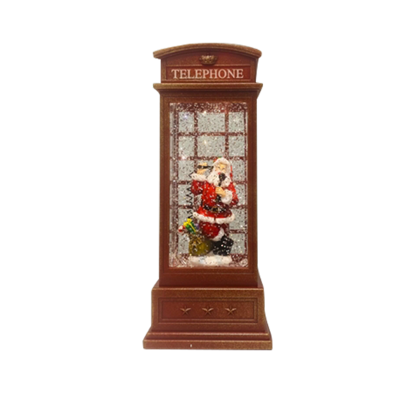 Santa in Phone Box Snow Globe Large