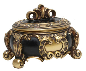 Black Gold Oval Trinket Box