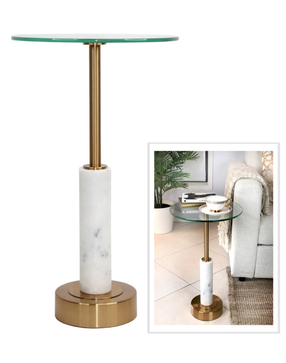 Marble Glass Gold Side Table