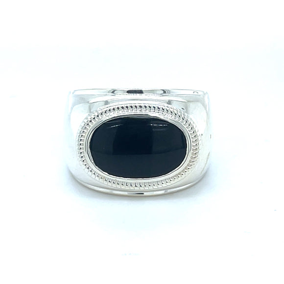 Men's Onyx and Sterling Silver Signet Ring