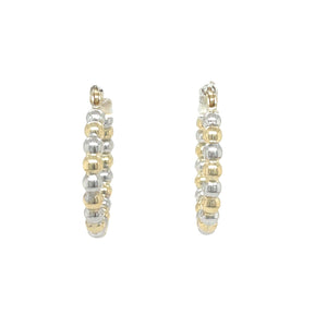 Two Tone Ball Hoop Earrings in 9ct Yellow and White Gold