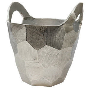 Aluminum Chisel Round Champagne Bucket in Raw Silver