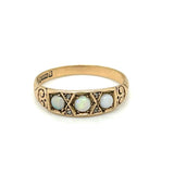 Antique Opal and Diamond Gypsy Ring in 9ct Gold