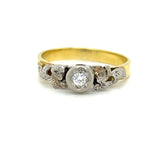 Vintage Diamond Solitaire Ring in 18ct Gold and Platinum