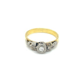 Vintage Diamond Solitaire Ring in 18ct Gold and Platinum