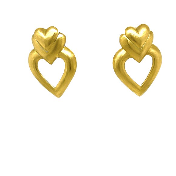 Matte Triple Heart Earrings in 18ct Gold