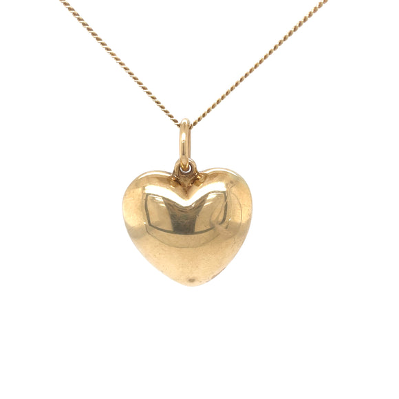 Puffy Heart Pendant in 9ct Gold
