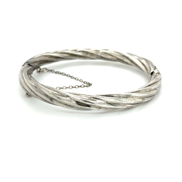 Twisted Hinged Bangle in Sterling Silver