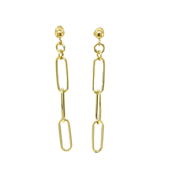 3 Link Chain Drop Earrings in 14ct Gold
