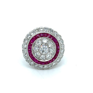 Diamond Ruby Art Deco Style Ring