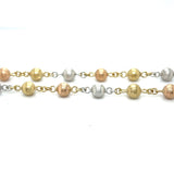 Tri Colour Ball Chain Necklace in 9ct Gold