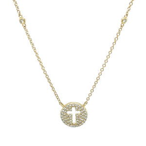 Diamond Pavé Cross Necklace in 18ct Yellow Gold